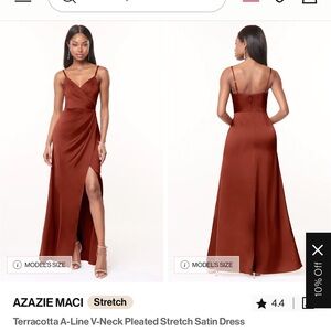 Azazie Maci Stretch Satin Terracotta Bridesmaid Dress